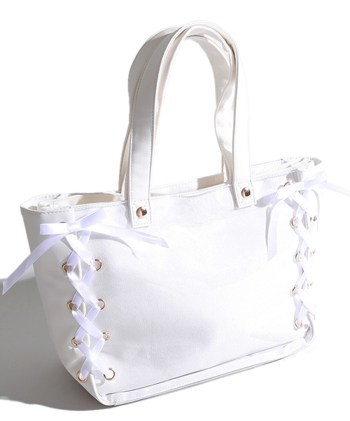 WEGO（ウィゴー）の「WEGO/レイヤードリボンデコトートバッグ(S