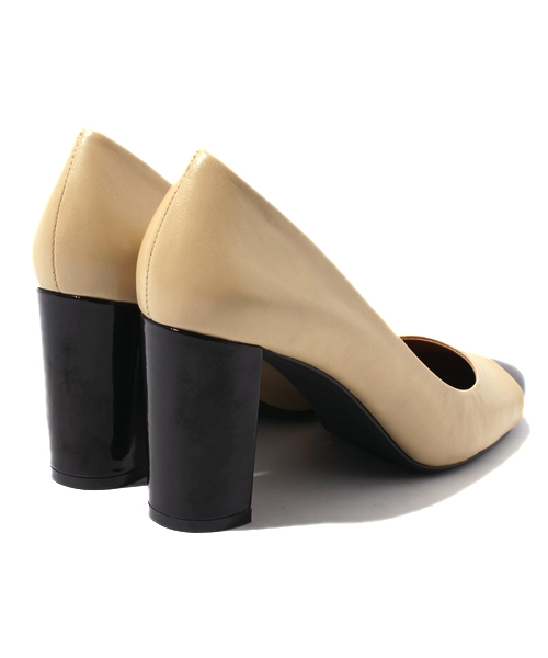 NANO universe（ナノユニバース）の「キャップトゥ太ヒールパンプス（パンプス・レディース・ピンクベージュ/ブラック・36/37/38）」の5枚目の写真