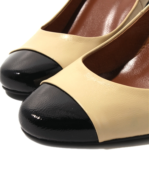 NANO universe（ナノユニバース）の「キャップトゥ太ヒールパンプス（パンプス・レディース・ピンクベージュ/ブラック・36/37/38）」の7枚目の写真