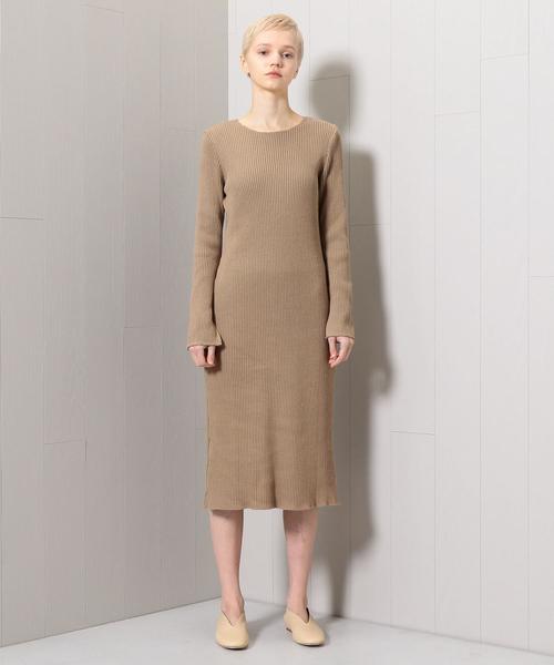 H beauty & youth リブロングドレス　brown H BEAUTY&YOUTH UNITED ARROWS（エイチビューティーアンドユース