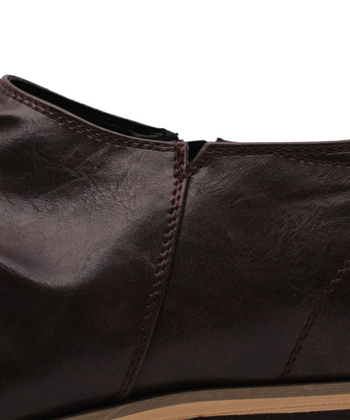 ８(eight)（エイト）の「くしゅくしゅ加工 ショートブーツ PUレザー スリッポン（ブーツ・メンズ・ブラック/ダークブラウン/ブラウン・25.5cm/26.0cm/26.5cm/27.0cm）」の22枚目の写真
