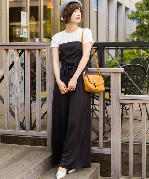 SpRay（スプレイ）の「リボンベルト付ベアオールインワン（つなぎ/オールインワン・レディース・ブラック/ベージュ/カーキ/チェック・FREE）」の2枚目の写真