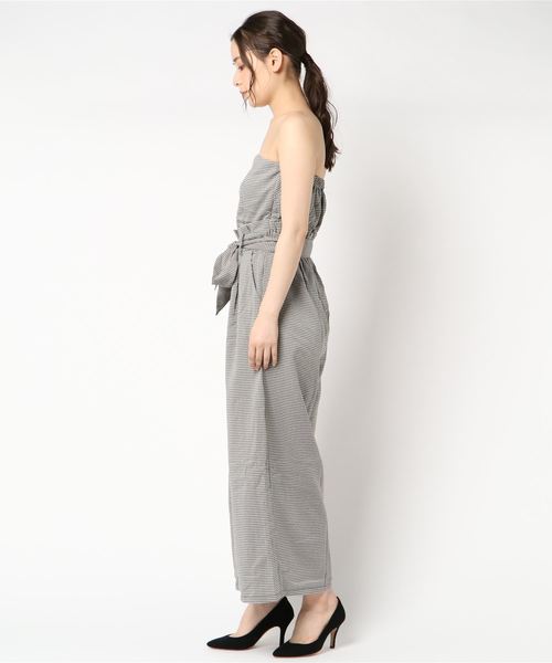 SpRay（スプレイ）の「リボンベルト付ベアオールインワン（つなぎ/オールインワン・レディース・ブラック/ベージュ/カーキ/チェック・FREE）」の5枚目の写真