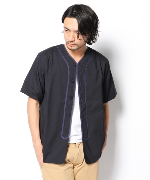 MIDWEST(ミッドウエスト)の「DISCOVERED × MIDWEST 別注ウールベースボールシャツ(シャツ/ブラウス・メンズ・ネイビー・1/2)」の4枚目の写真