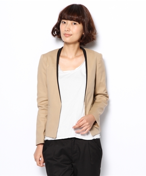 ■専用■美品 デミルクス ビームス 3,5万 リネン100%ノーカラージャケット Demi-Luxe BEAMS（デミルクス ビームス）ノーカラー フィブリル