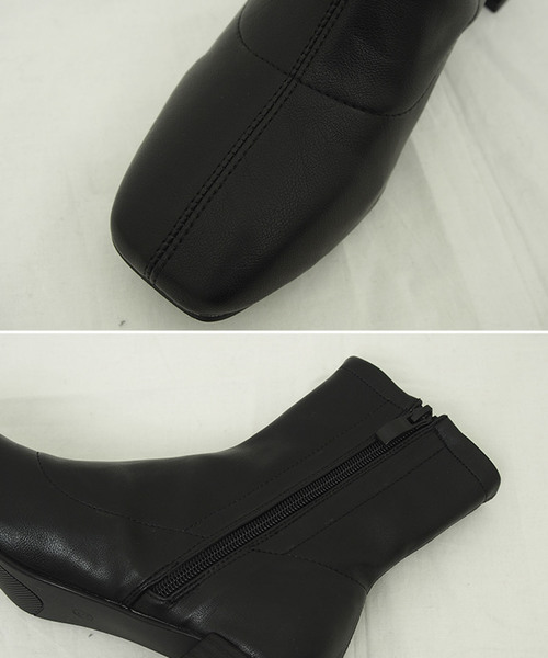 select MOCA(セレクトモカ)の「スクエアトゥショートブーツ(ブーツ・レディース・ブラック/ブラウン/アイボリー・SMALL/MEDIUM/LARGE)」の5枚目の写真