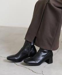select MOCA | スクエアトゥショートブーツ/フェイクレザーチャンキーヒールブーツ(ブーツ)