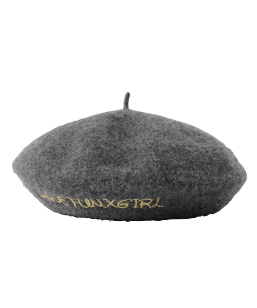 X-girl(エックスガール)の「BERET(ハンチング/ベレー帽・レディース・ブラック/グレー/ベージュ/オリーブ・ONE SIZE)」の3枚目の写真