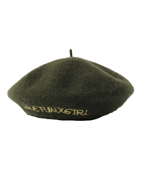 X-girl(エックスガール)の「BERET(ハンチング/ベレー帽・レディース・ブラック/グレー/ベージュ/オリーブ・ONE SIZE)」の4枚目の写真