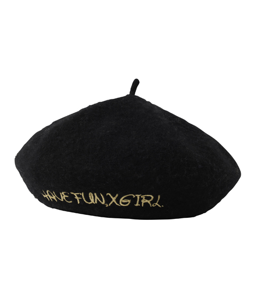X-girl(エックスガール)の「BERET(ハンチング/ベレー帽・レディース・ブラック/グレー/ベージュ/オリーブ・ONE SIZE)」の2枚目の写真