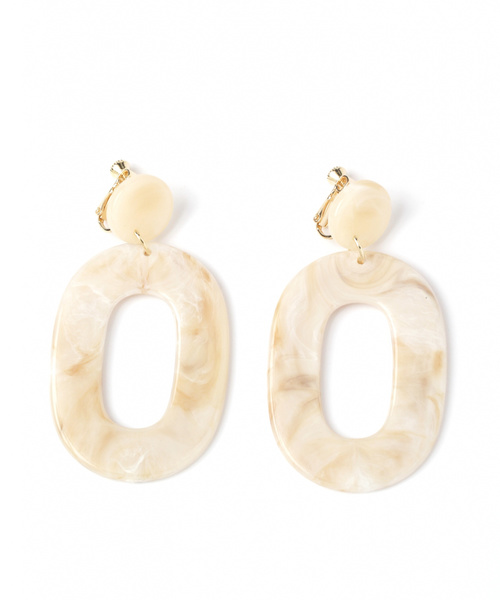 LAKOLE（ラコレ）の「BIGカラーイヤリング / LAKOLE（イヤリング・レディース・ブラウン/オフホワイト/グリーン・FREE）」の2枚目の写真