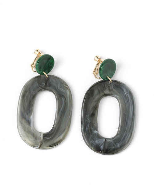 LAKOLE（ラコレ）の「BIGカラーイヤリング / LAKOLE（イヤリング・レディース・ブラウン/オフホワイト/グリーン・FREE）」の3枚目の写真