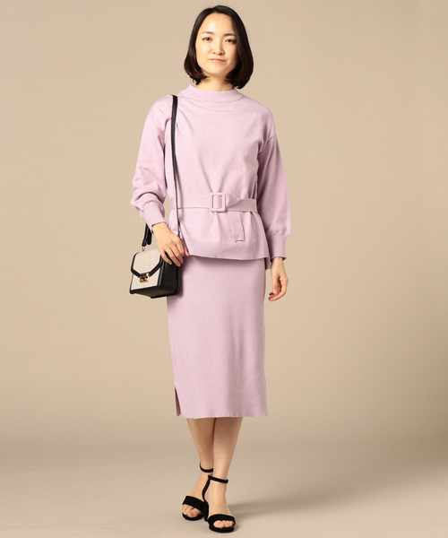 Doux archives Hamac（ドゥアルシーヴ アマーク）の「モックネックワイドニット＋リブワンピース（ワンピース・レディース・パープル/ブルー/アイボリー・MEDIUM）」の2枚目の写真