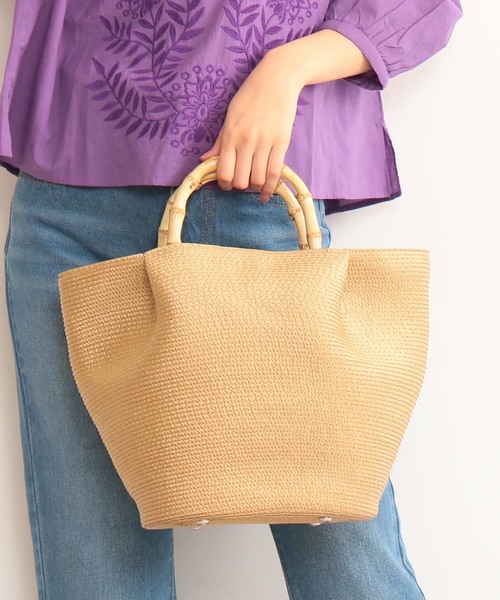 N.(N. Natural Beauty Basic)(エヌエヌナチュラルビューティーベーシック)の「バンブーハンドルカゴトートバッグ(トートバッグ・レディース・ベージュ/ベージュ系その他・フリ-)」の1枚目の写真