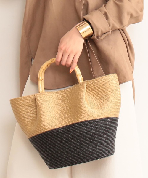N.(N. Natural Beauty Basic)(エヌエヌナチュラルビューティーベーシック)の「バンブーハンドルカゴトートバッグ(トートバッグ・レディース・ベージュ/ベージュ系その他・フリ-)」の2枚目の写真