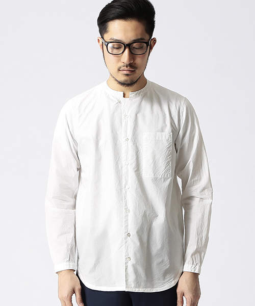 kics document. バンドカラーシャツ PE BAND COLLAR SHIRT / PEバンドカラーシャツ (NAVY) | KICS