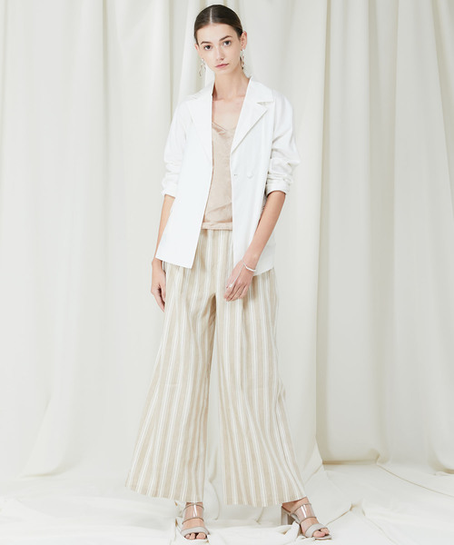 STUDIOUS（ステュディオス）の「【CITY】ウォッシャブル リネンジャケット（テーラードジャケット・レディース・ホワイト/ベージュ/グリーン・36/38）」の4枚目の写真