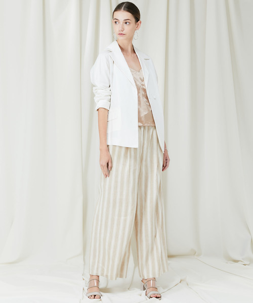 STUDIOUS（ステュディオス）の「【CITY】ウォッシャブル リネンジャケット（テーラードジャケット・レディース・ホワイト/ベージュ/グリーン・36/38）」の5枚目の写真