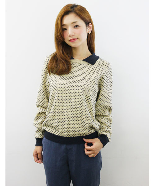 Kastane（カスタネ）の「【Kastane】襟付きニットPO（ニット/セーター・レディース・ベージュ/ミント/ネイビー・FREE）」の2枚目の写真