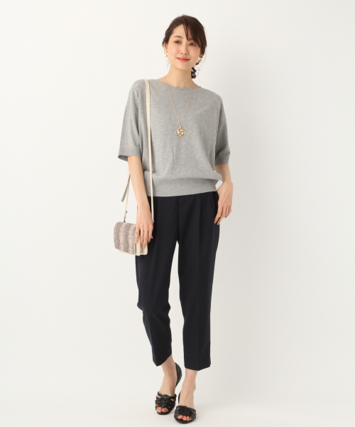 GLOBAL WORK（グローバルワーク）の「洗えるVプルオーバー半袖【UVケア】/832268（ニット/セーター・レディース・レッド/ホワイト/イエロー/グレー・LARGE/MEDIUM）」の6枚目の写真