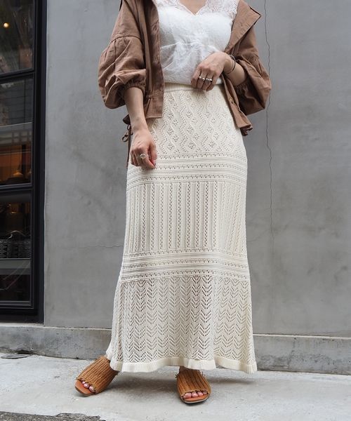 tiptop（ティップトップ）の「【web限定アイテム】透かし編みスカート（スカート・レディース・アイボリー/ブラウン/ベージュ/グリーン・FREE）」の5枚目の写真