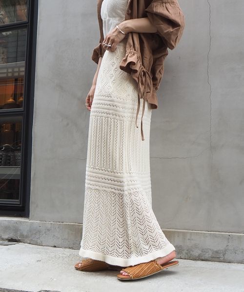 tiptop（ティップトップ）の「【web限定アイテム】透かし編みスカート（スカート・レディース・アイボリー/ブラウン/ベージュ/グリーン・FREE）」の6枚目の写真