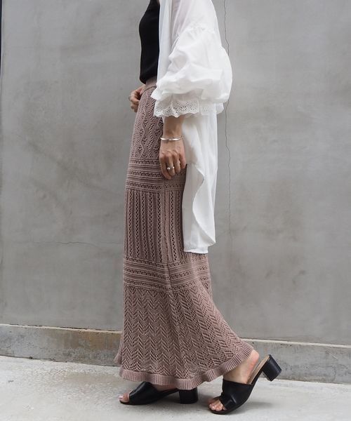 tiptop（ティップトップ）の「【web限定アイテム】透かし編みスカート（スカート・レディース・アイボリー/ブラウン/ベージュ/グリーン・FREE）」の9枚目の写真