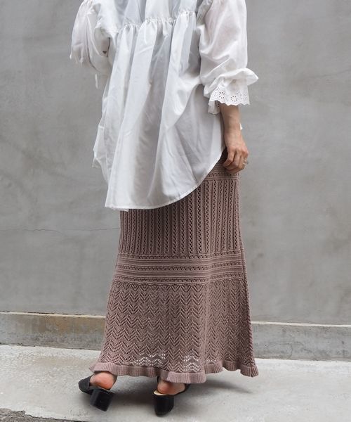 tiptop（ティップトップ）の「【web限定アイテム】透かし編みスカート（スカート・レディース・アイボリー/ブラウン/ベージュ/グリーン・FREE）」の10枚目の写真