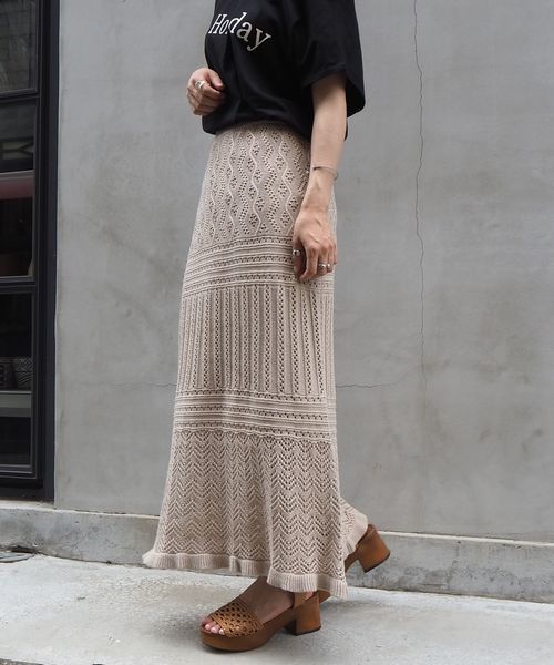 tiptop（ティップトップ）の「【web限定アイテム】透かし編みスカート（スカート・レディース・アイボリー/ブラウン/ベージュ/グリーン・FREE）」の12枚目の写真