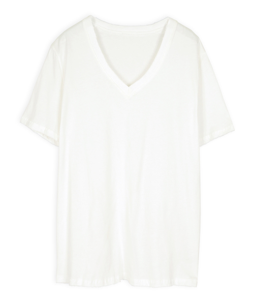 Ninarobe（ニーナローブ）の「[CLOSED] カットオフ加工VネックTシャツ（Tシャツ/カットソー・レディース・ブラック/チャコールグレー/ラベンダー/ホワイト・M）」の8枚目の写真