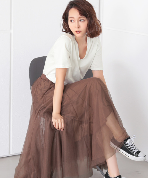 Ninarobe（ニーナローブ）の「[CLOSED] カットオフ加工VネックTシャツ（Tシャツ/カットソー・レディース・ブラック/チャコールグレー/ラベンダー/ホワイト・M）」の19枚目の写真