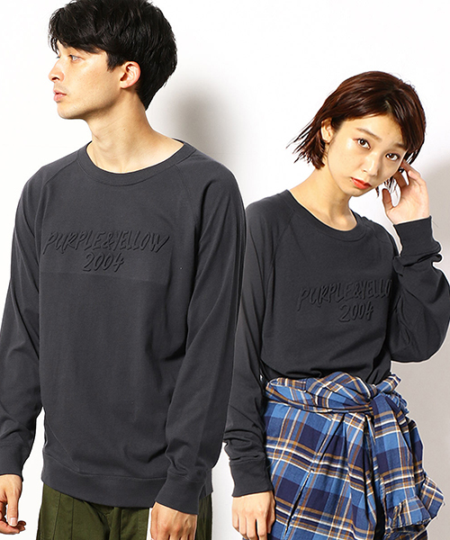 Purple&Yellow(パープルアンドイエロー)の「ロゴエンボス 長袖 ラグランスリーブTシャツ(Tシャツ/カットソー・メンズ・ホワイト/マスタード/チャコール・SMALL/MEDIUM/LARGE/X-LARGE/X-SMALL)」の3枚目の写真