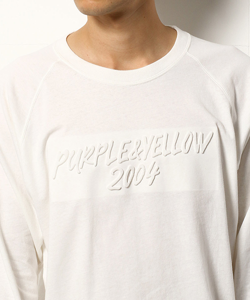 Purple&Yellow(パープルアンドイエロー)の「ロゴエンボス 長袖 ラグランスリーブTシャツ(Tシャツ/カットソー・メンズ・ホワイト/マスタード/チャコール・SMALL/MEDIUM/LARGE/X-LARGE/X-SMALL)」の15枚目の写真