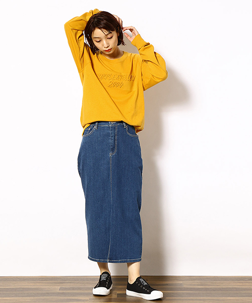 Purple&Yellow(パープルアンドイエロー)の「ロゴエンボス 長袖 ラグランスリーブTシャツ(Tシャツ/カットソー・メンズ・ホワイト/マスタード/チャコール・SMALL/MEDIUM/LARGE/X-LARGE/X-SMALL)」の12枚目の写真