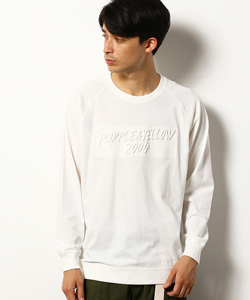 Purple&Yellow(パープルアンドイエロー)の「ロゴエンボス 長袖 ラグランスリーブTシャツ(Tシャツ/カットソー・メンズ・ホワイト/マスタード/チャコール・SMALL/MEDIUM/LARGE/X-LARGE/X-SMALL)」の13枚目の写真