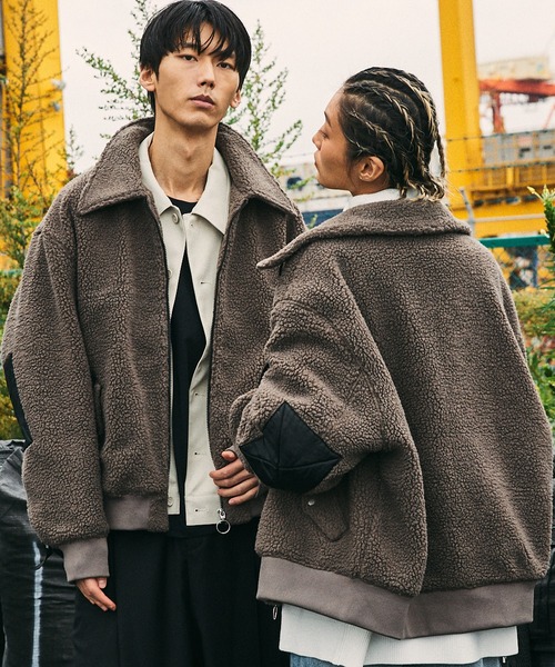 act'm(アクトム)の「【act'm】オーバーサイズ ボアジャケット/ボアブルゾン(ブルゾン・メンズ・ブラック/ブラウン/オフホワイト/ダークグリーン/グレイッシュベージュ・FREE/M/L)」の9枚目の写真