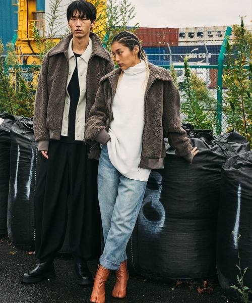 act'm(アクトム)の「【act'm】オーバーサイズ ボアジャケット/ボアブルゾン(ブルゾン・メンズ・ブラック/ブラウン/オフホワイト/ダークグリーン/グレイッシュベージュ・FREE/M/L)」の16枚目の写真