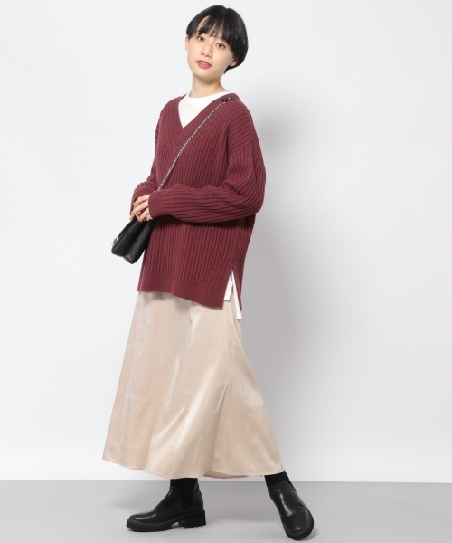 PAGEBOY（ページボーイ）の「サテンセミフレアスカート（スカート・レディース・ブラック/ライトベージュ/ピンク系その他・FREE）」の6枚目の写真