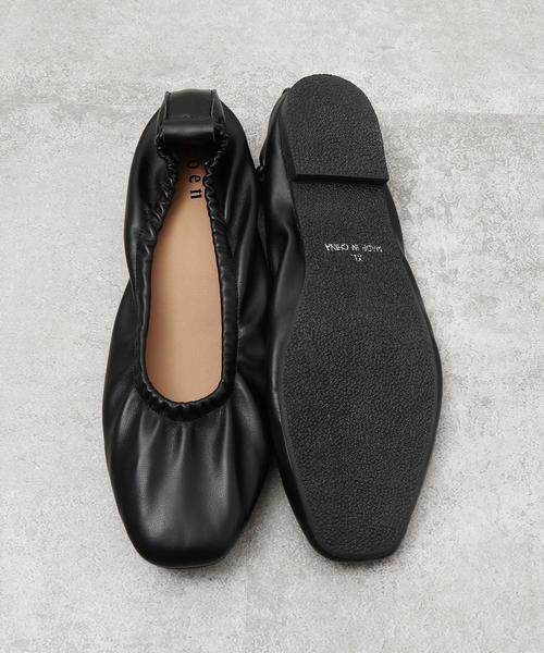 coen（コーエン）の「スクエアギャザーフラットシューズ（スリッポン/フラットパンプス）（スリッポン・レディース・パイソン/シルバー/ブラック・MEDIUM/LARGE/X-LARGE/SMALL）」の4枚目の写真