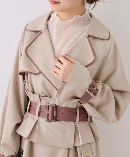 one after another NICE CLAUP(ワンアフターアナザーナイスクラップ)の「コルセット付き配色トレンチコート(トレンチコート・レディース・ベージュ/カーキ・FREE)」の13枚目の写真