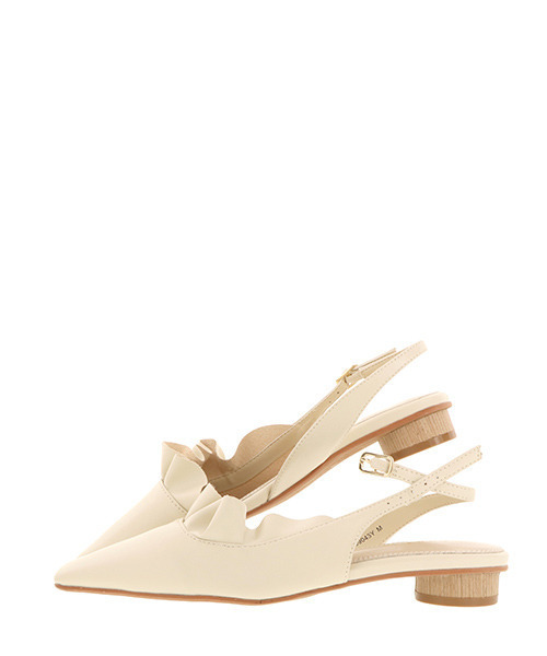 RANDA（ランダ）の「ラッフルスクエアトゥパンプス（パンプス・レディース・ブラック/クリーム/ピンク・S/LL/M/L）」の6枚目の写真