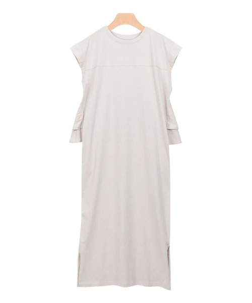 Pierrot(ピエロ)の「バックフリルワンピース 綿100%(ワンピース・レディース・ネイビー/ブラウン/ベージュ系その他/グレイッシュベージュ/ブラック/チャコールグレー/スモーク/モカ・M/L)」の6枚目の写真