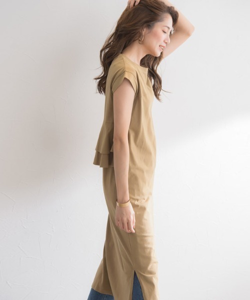 Pierrot(ピエロ)の「バックフリルワンピース 綿100%(ワンピース・レディース・ネイビー/ブラウン/ベージュ系その他/グレイッシュベージュ/ブラック/チャコールグレー/スモーク/モカ・M/L)」の18枚目の写真