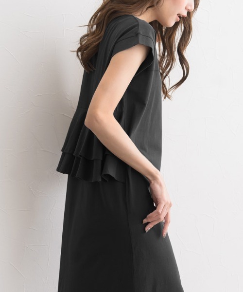 新品　Bilitis　ブラック　ワンピース　フリル　36 バックフリルワンピース 綿100%（ワンピース）｜Pierrot（ピエロ