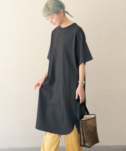 notch.（ノッチ）の「ロングビッグＴシャツ（Tシャツ/カットソー・レディース・ベージュ/ブラック/オフホワイト/ブラウン・M）」の3枚目の写真