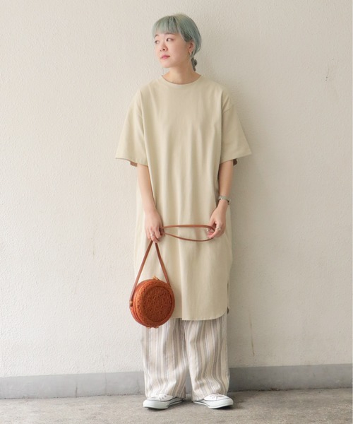 notch.（ノッチ）の「ロングビッグＴシャツ（Tシャツ/カットソー・レディース・ベージュ/ブラック/オフホワイト/ブラウン・M）」の22枚目の写真