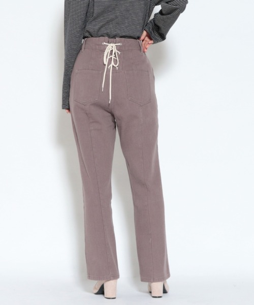 archives（アルシーヴ）の「BACK編み上げストレートカラーパンツ（デニムパンツ・レディース・グレー/オレンジ/ブルー/ラベンダー/グリーン/ブラック/アイボリー・MEDIUM）」の6枚目の写真