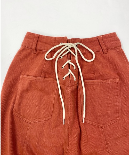 archives（アルシーヴ）の「BACK編み上げストレートカラーパンツ（デニムパンツ・レディース・グレー/オレンジ/ブルー/ラベンダー/グリーン/ブラック/アイボリー・MEDIUM）」の10枚目の写真