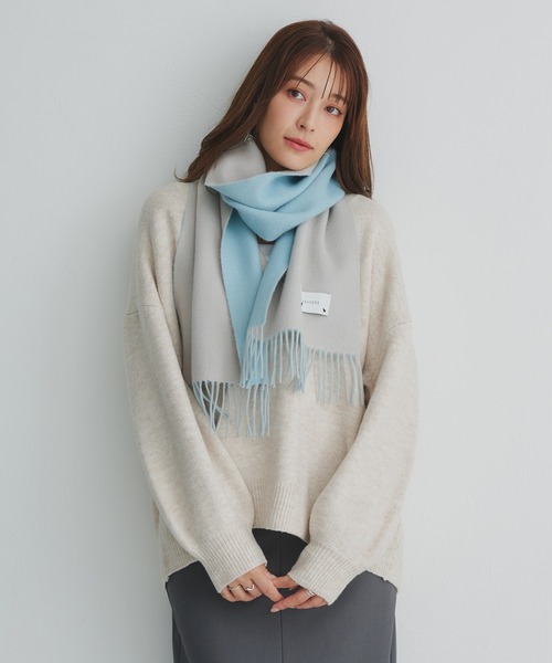 内モンゴル産 カシミヤ100％ 無地 リバーシブル マフラー（マフラー