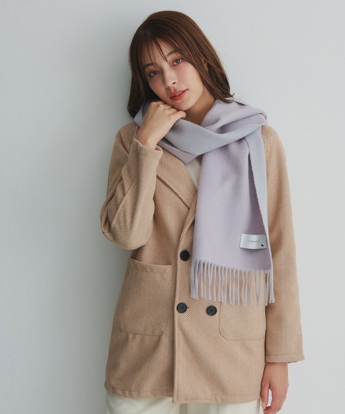 内モンゴル産 カシミヤ100％ 無地 リバーシブル マフラー（マフラー